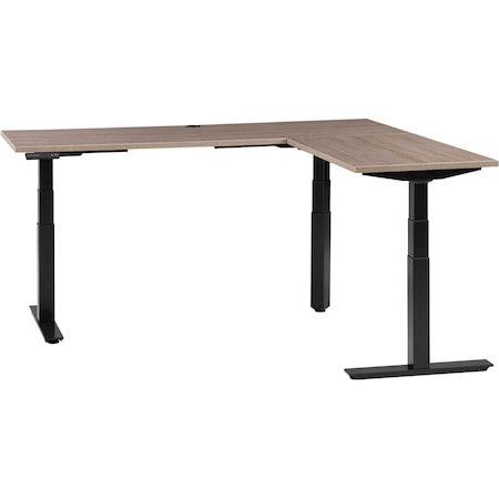 Interion By Global Industrial Sit Stand L-Desk, 24 in D X 23 to 48 in H, 72 in W X 695778LGY